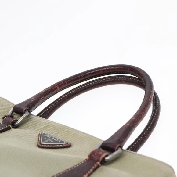 PRADA Hand Bag Canvas Khaki Silver Auth - Picture 6 of 16